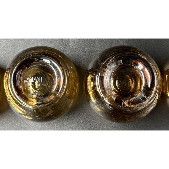 Mikasa Amber Glass Votive Candle Holders with Clear Glass Bottoms Set of 2 - Picture 3 of 5